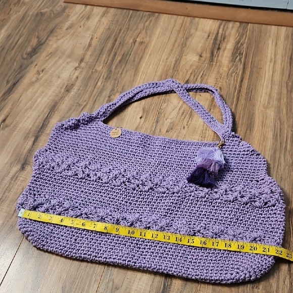 Handcrafted Crochet Women's Lavender Rectangular Hobo Tote Bag NWOT - Picture 6 of 12